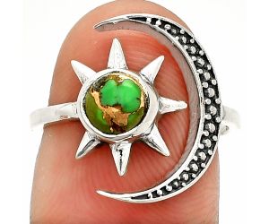 Star Moon - Copper Green Turquoise Ring size-6.5 SDR236175 R-1015, 6x6 mm