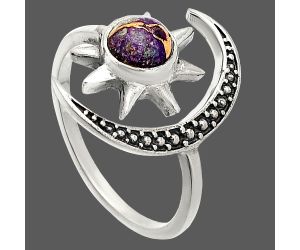 Star Moon - Copper Purple Turquoise Ring size-8 SDR236177 R-1015, 6x6 mm