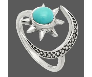 Star Moon - Natural Rare Turquoise Nevada Aztec Mt Ring size-6.5 SDR236178 R-1015, 6x6 mm