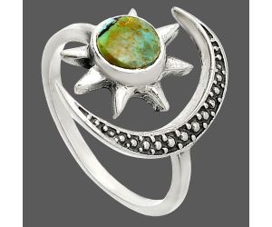 Star Moon - Lucky Charm Tibetan Turquoise Ring size-7 SDR236200 R-1015, 6x6 mm
