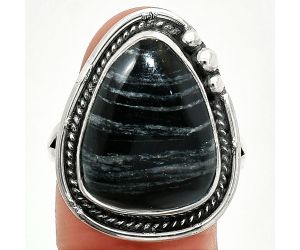 Silver Leaf Obsidian Ring size-9.5 SDR236305 R-1148, 14x19 mm