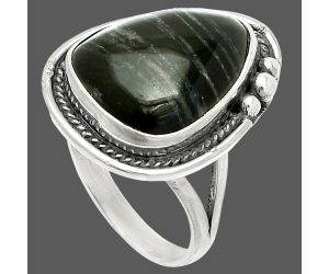Silver Leaf Obsidian Ring size-9.5 SDR236305 R-1148, 14x19 mm