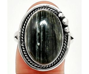 Silver Leaf Obsidian Ring size-10 SDR236317 R-1148, 13x19 mm