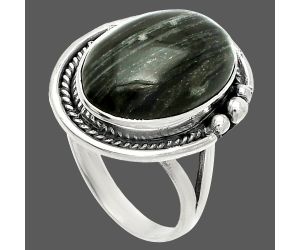 Silver Leaf Obsidian Ring size-10 SDR236317 R-1148, 13x19 mm