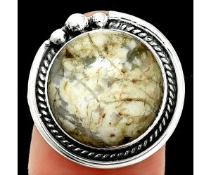Authentic White Buffalo Turquoise Nevada Ring size-8 SDR236328 R-1148, 14x14 mm