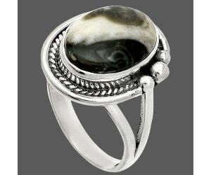Mexican Cabbing Fossil Ring size-7 SDR236364 R-1148, 9x13 mm