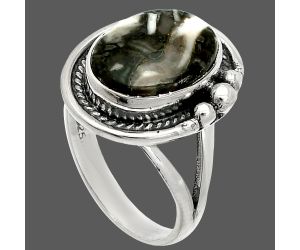 Mexican Cabbing Fossil Ring size-7 SDR236375 R-1148, 10x13 mm