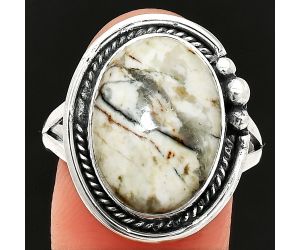 Authentic White Buffalo Turquoise Nevada Ring size-10 SDR236382 R-1148, 12x17 mm