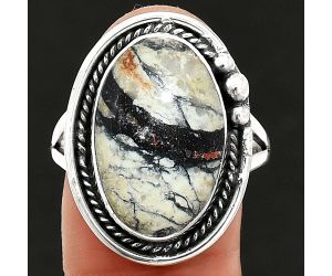 Authentic White Buffalo Turquoise Nevada Ring size-10 SDR236404 R-1148, 12x19 mm