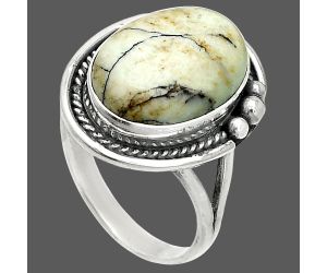 Authentic White Buffalo Turquoise Nevada Ring size-10 SDR236405 R-1148, 12x17 mm