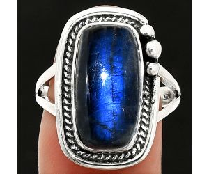 Blue Fire Labradorite Ring size-9 SDR236406 R-1148, 9x17 mm