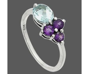 Sky Blue Topaz and Amethyst Ring size-5.5 SDR236434 R-1250, 5x7 mm