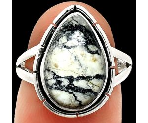Authentic White Buffalo Turquoise Nevada Ring size-6.5 SDR236445 R-1012, 10x15 mm