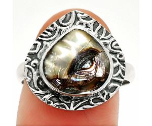 Copper Abalone Shell Ring size-9 SDR236467 R-1649, 11x11 mm