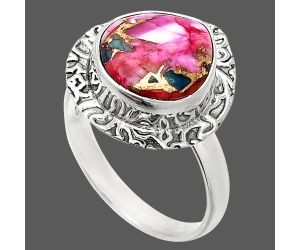 Kingman Pink Dahlia Turquoise Ring size-9 SDR236472 R-1649, 11x12 mm
