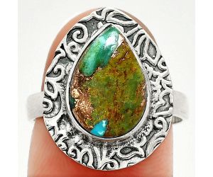 Kingman Copper Teal Turquoise Ring size-8 SDR236495 R-1649, 9x13 mm