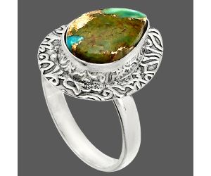 Kingman Copper Teal Turquoise Ring size-8 SDR236495 R-1649, 9x13 mm