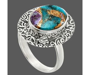Multi Copper Turquoise Ring size-6.5 SDR236501 R-1649, 9x13 mm