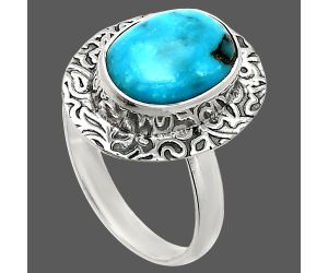 Natural Turquoise Morenci Mine Ring size-9 SDR236512 R-1649, 9x13 mm