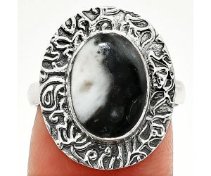 Mexican Cabbing Fossil Ring size-7 SDR236515 R-1649, 9x12 mm