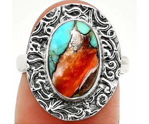 Spiny Oyster Turquoise Ring size-7 SDR236524 R-1649, 8x12 mm