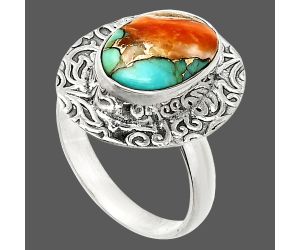 Spiny Oyster Turquoise Ring size-7 SDR236524 R-1649, 8x12 mm