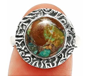 Kingman Copper Teal Turquoise Ring size-8 SDR236538 R-1649, 11x11 mm