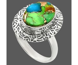Blue Turquoise In Green Mohave Ring size-7 SDR236552 R-1649, 9x12 mm