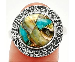 Copper Abalone Shell Ring size-9 SDR236568 R-1649, 12x12 mm