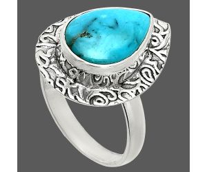 Natural Turquoise Morenci Mine Ring size-7 SDR236575 R-1649, 9x13 mm