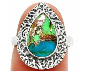 Blue Turquoise In Green Mohave Ring size-7 SDR236609 R-1649, 9x13 mm