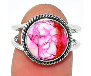 Kingman Pink Dahlia Turquoise Ring size-7 SDR236954 R-1068, 11x11 mm