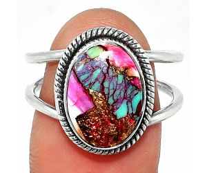 Kingman Pink Dahlia Turquoise Ring size-8 SDR236956 R-1068, 10x14 mm