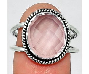 Faceted Rose Quartz Ring size-8 SDR236971 R-1068, 11x13 mm