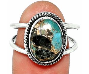 Shell In Black Blue Turquoise Ring size-8 SDR236980 R-1068, 9x13 mm