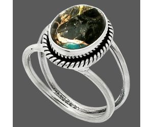 Shell In Black Blue Turquoise Ring size-7.5 SDR236982 R-1068, 9x12 mm
