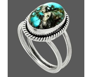 Natural Turquoise Morenci Mine Ring size-7 SDR236994 R-1068, 9x13 mm