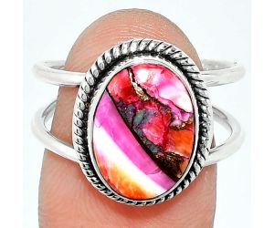 Kingman Pink Dahlia Turquoise Ring size-8 SDR237014 R-1068, 10x13 mm