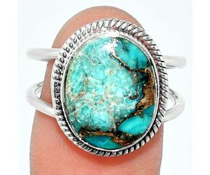 Kingman Copper Teal Turquoise Ring size-8 SDR237018 R-1068, 12x15 mm
