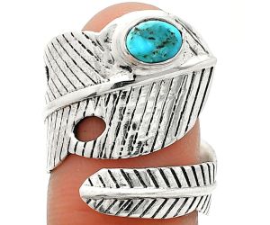 Adjustable Feather - Natural Turquoise Morenci Mine Ring size-8 SDR237027 R-1473, 5x7 mm