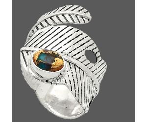 Adjustable Feather - Multi Copper Turquoise Ring size-7 SDR237040 R-1473, 5x7 mm