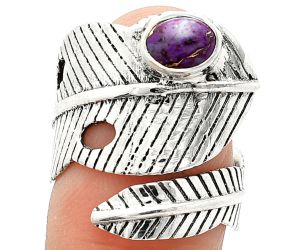 Adjustable Feather - Copper Purple Turquoise Ring size-8 SDR237044 R-1473, 5x7 mm