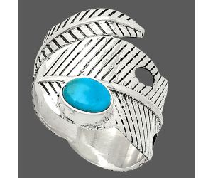 Adjustable Feather - Natural Turquoise Morenci Mine Ring size-8 SDR237050 R-1473, 5x7 mm