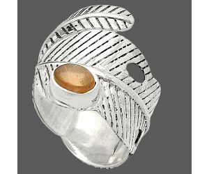 Adjustable Feather - Sunstone Ring size-8 SDR237053 R-1473, 5x7 mm