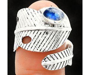 Adjustable Feather - Rainbow Moonstone Ring size-8.5 SDR237060 R-1473, 5x7 mm