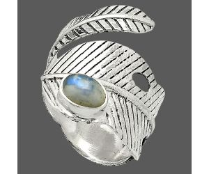 Adjustable Feather - Rainbow Moonstone Ring size-7 SDR237065 R-1473, 5x7 mm