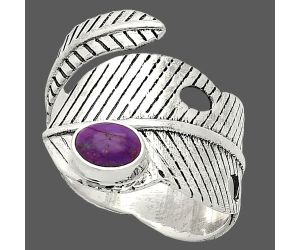Adjustable Feather - Copper Purple Turquoise Ring size-9.5 SDR237071 R-1473, 5x7 mm