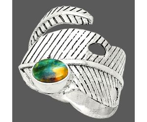 Adjustable Feather - Spiny Oyster Turquoise Ring size-8.5 SDR237078 R-1473, 5x7 mm