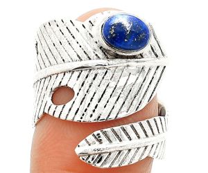 Adjustable Feather - Lapis Lazuli Ring size-7.5 SDR237083 R-1473, 5x7 mm
