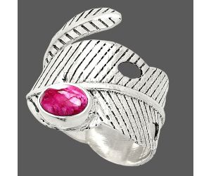 Adjustable Feather - Kingman Pink Dahlia Turquoise Ring size-7.5 SDR237085 R-1473, 5x7 mm